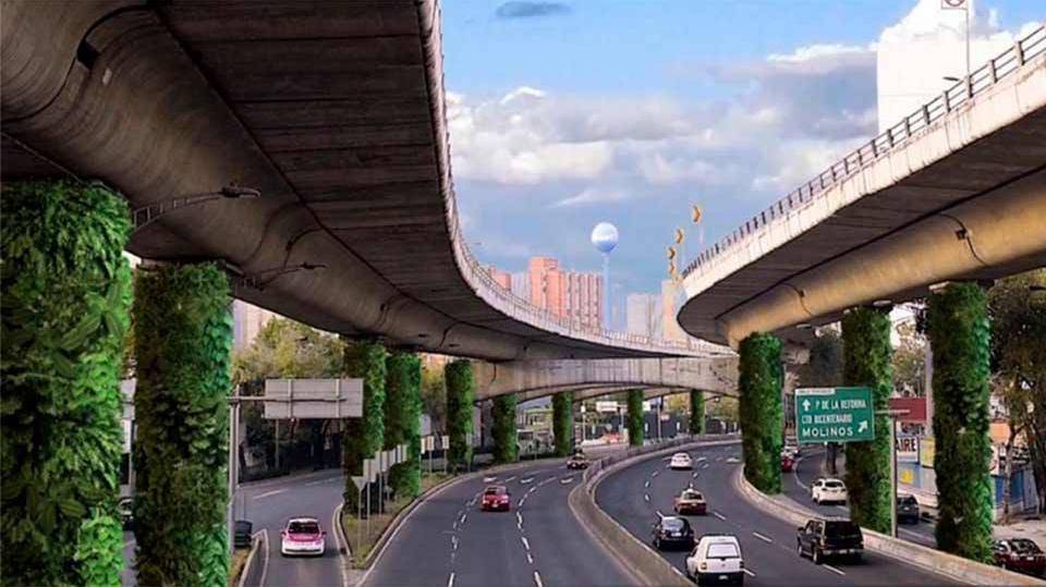 Jardins verticais tomam conta de um viaduto no México